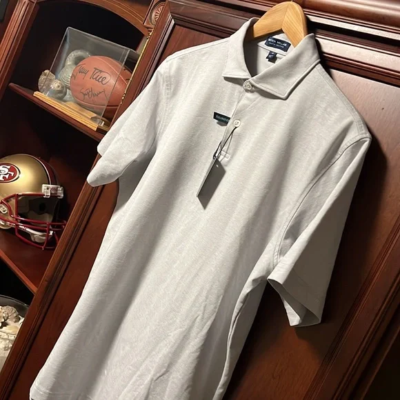 Brand New Peter Millar Crown Crafted Tailored Fit Gray Golf Polo Classic Design! - Picture 5 of 12